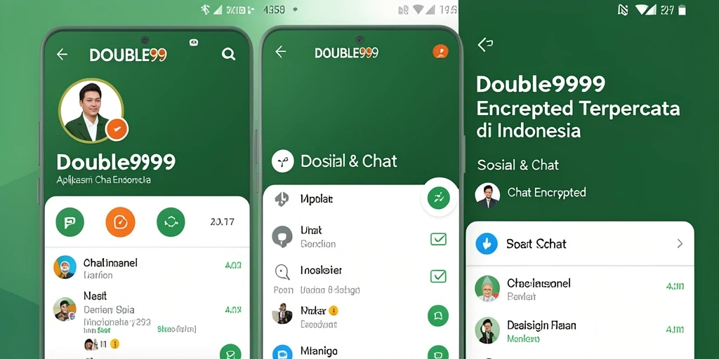 Antarmuka utama DOUBLE999 menampilkan fitur Chat Encrypted yang intuitif.