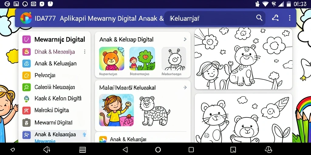 Antarmuka aplikasi IDA777 yang menarik untuk mewarnai.
