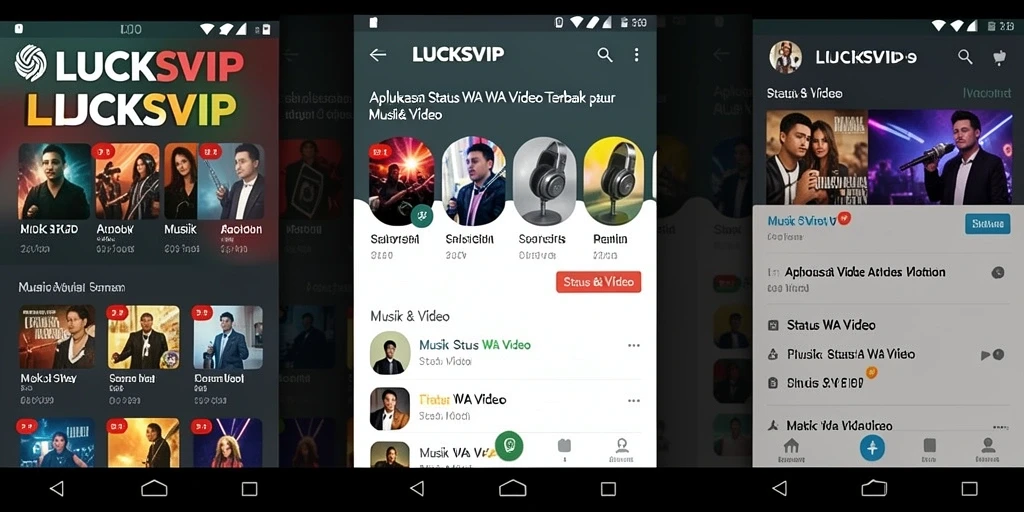 Antarmuka LUCKSVIP menampilkan beragam video berkualitas untuk status WA.