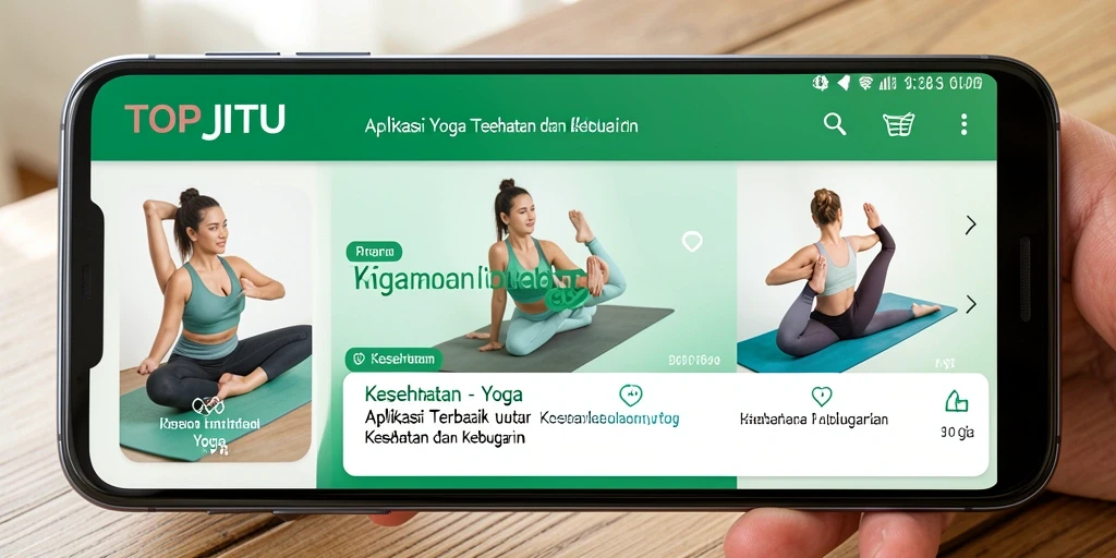 Antarmuka aplikasi TOPJITU yang sederhana dan fungsional untuk latihan yoga.